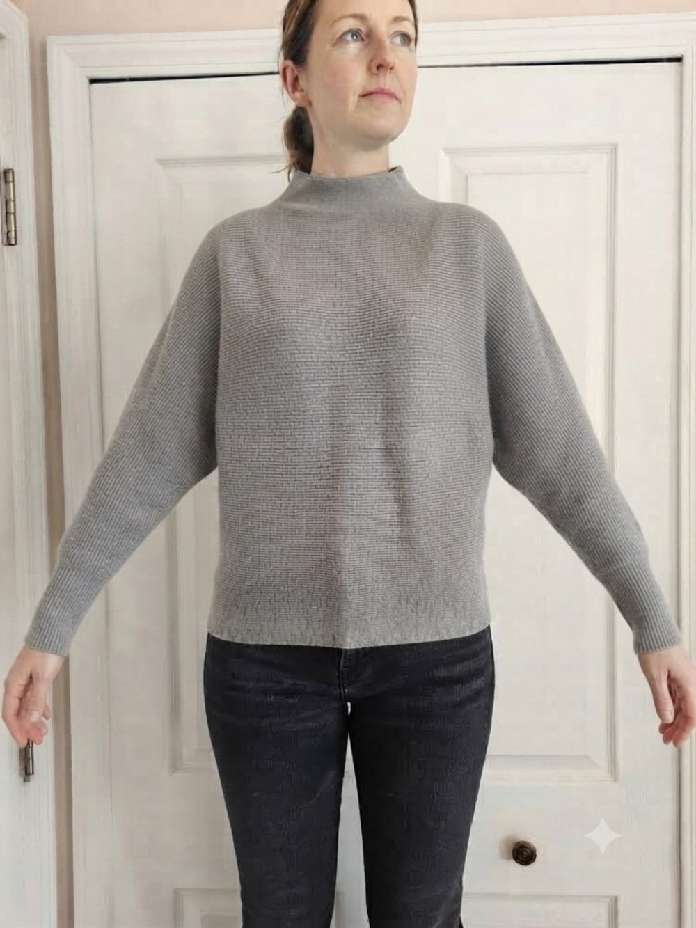 Pholosophy Republic  Clothing Grey Dolman Sleeve Mock Neck Sweater